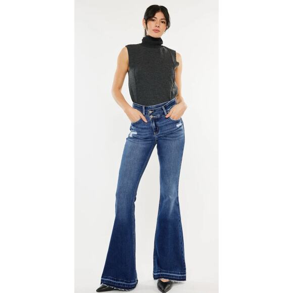 KanCan Amaya High Rise Crossover Flare Jeans 03/25 New With Tag - Picture 1 of 10